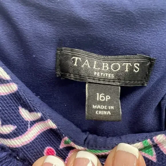 Talbots Fringe Paisley Geometric Print Sleeveless Sheath Dress Size 16P Lined